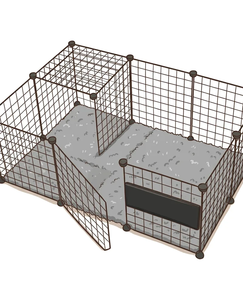 Ilustración de corral modular para cobayas
